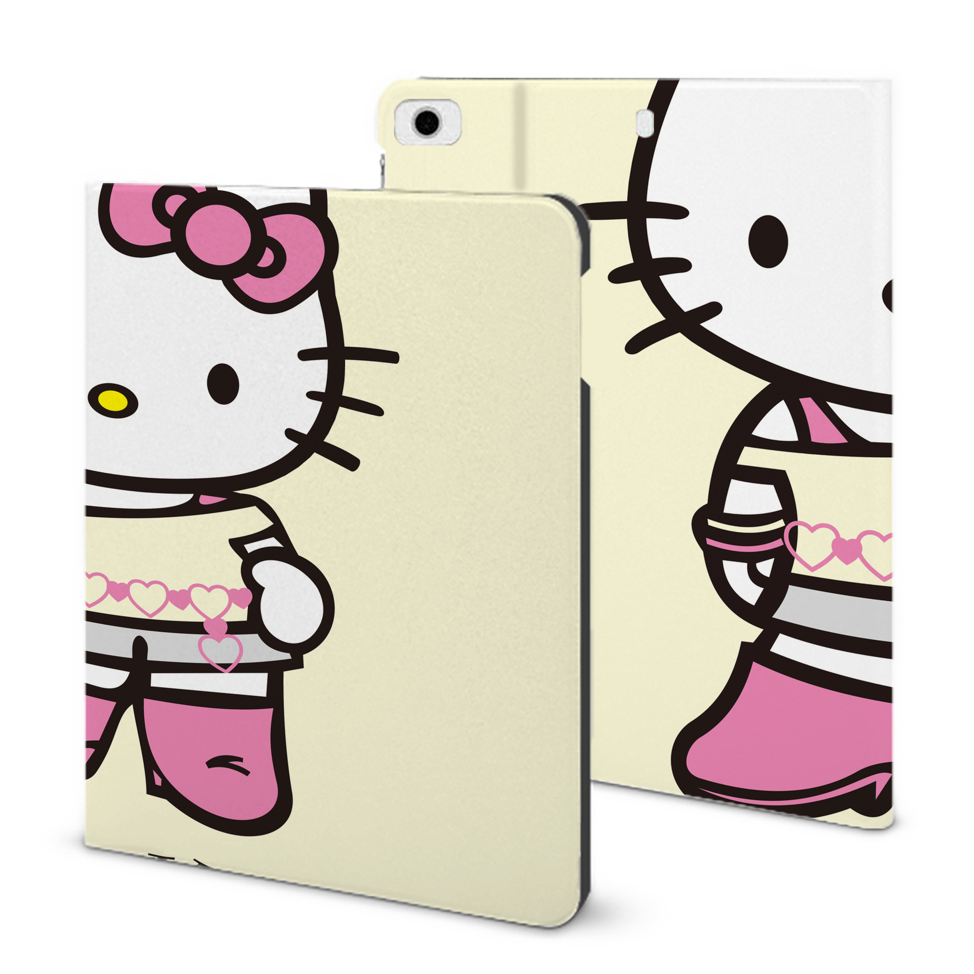 （画像用） Hello Kitty ハローキティ IPad ケース ブック型 PUレザー TPU 耐衝撃 軽量 薄型 ペン収納なし 全面保護 IPad 各モデル対応